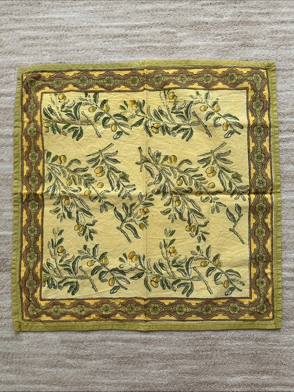 Set of 4 Couleur Nature Olive Tree Napkins Yellow/Green Designed by Bruno Lamy